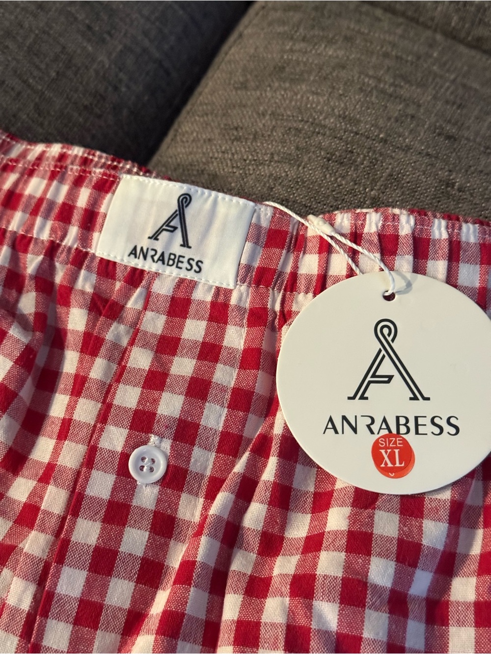 NWT ANRABESS Red Gingham Women's Pajama Bottoms